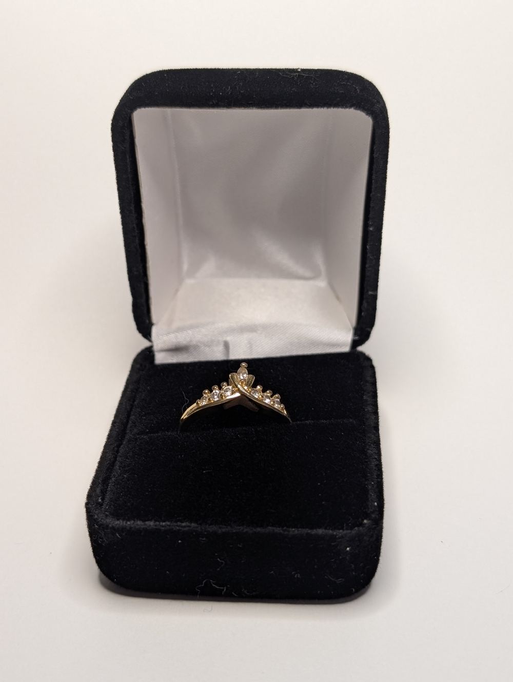Gold Tone Crystal Accent Ring Size 8